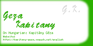 geza kapitany business card